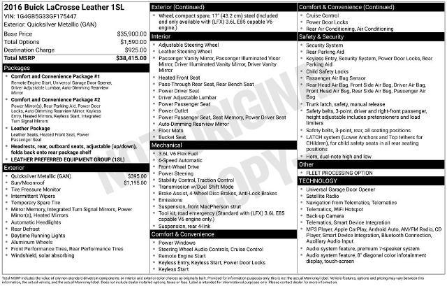 2016 Buick LaCrosse - $12,994