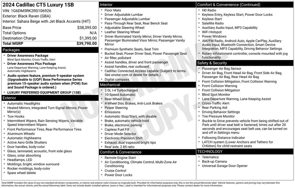 2024 Cadillac CT5 - $28,055