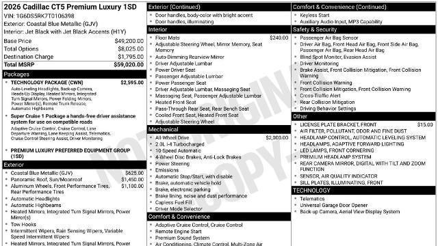 2026 Cadillac CT5 Premium Luxury