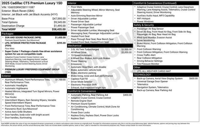 2025 Cadillac CT5 - $52,316