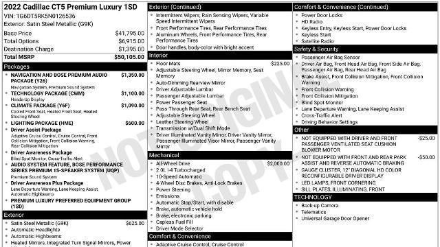 2022 Cadillac CT5 Premium Luxury
