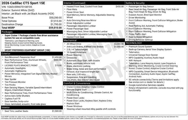 2026 Cadillac CT5 - $45,496