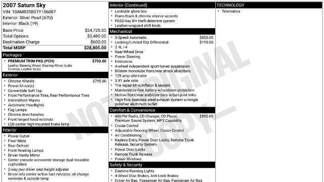 2007 Saturn SKY Base
