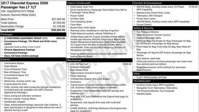 2017 Chevrolet Express LT 3500