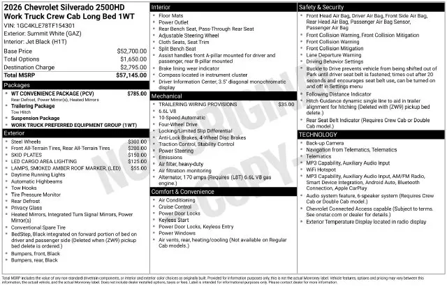 2026 Chevrolet Silverado Hd - $51,815