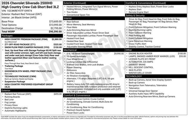2026 Chevrolet Silverado Hd - $79,950