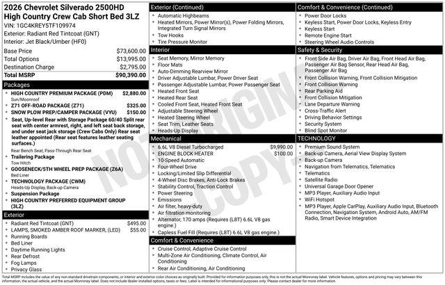 2026 Chevrolet Silverado Hd - $77,250