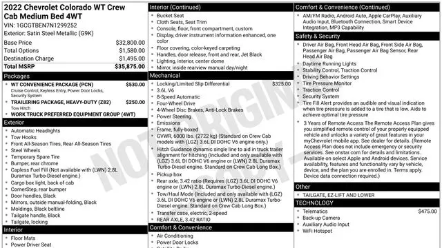 2022 Chevrolet Colorado Work Truck