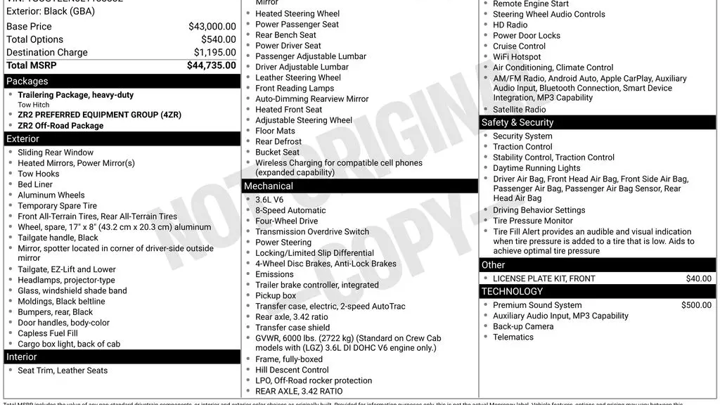 2020 Chevrolet Colorado ZR2