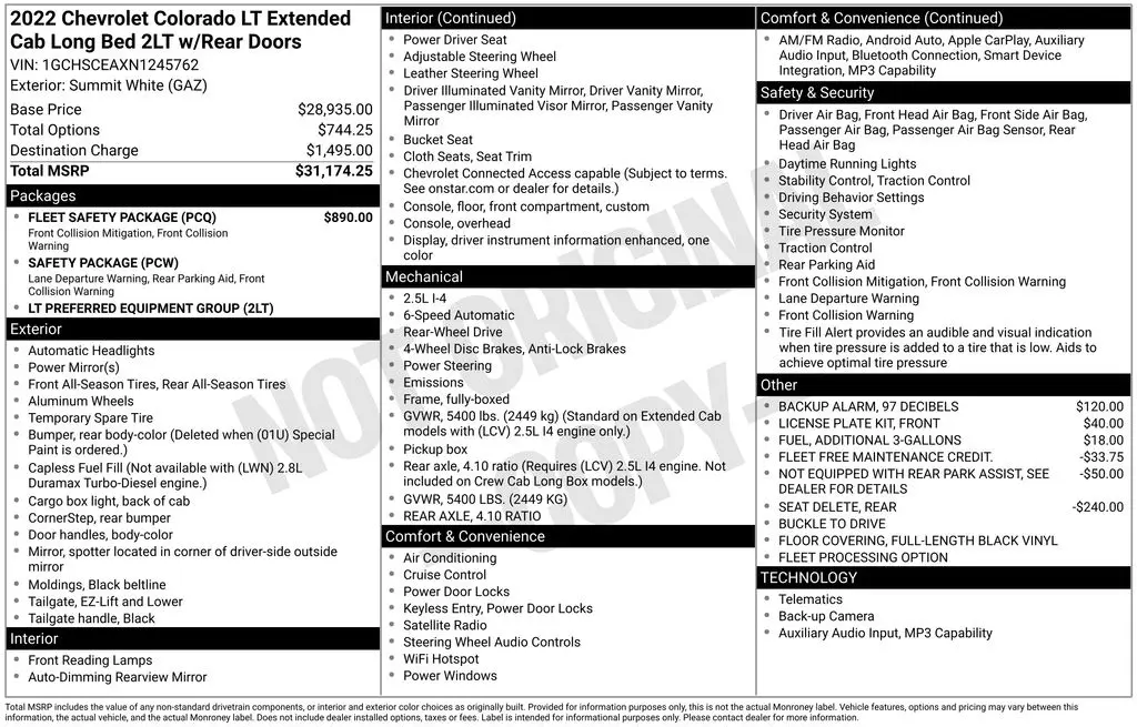 2022 Chevrolet Colorado - $22,741