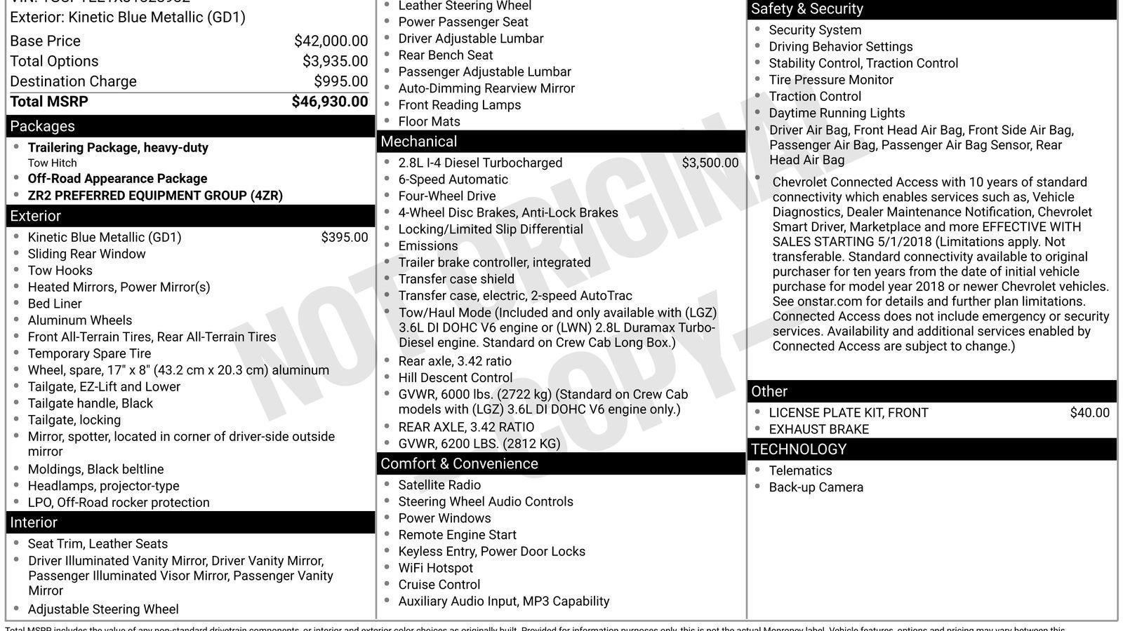 2018 Chevrolet Colorado ZR2