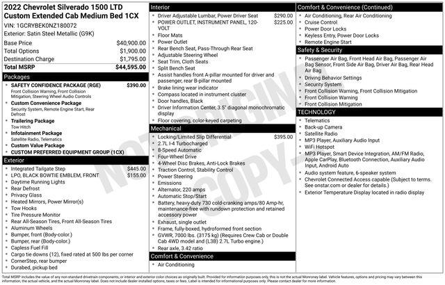 2022 Chevrolet Silverado Ltd - $26,487