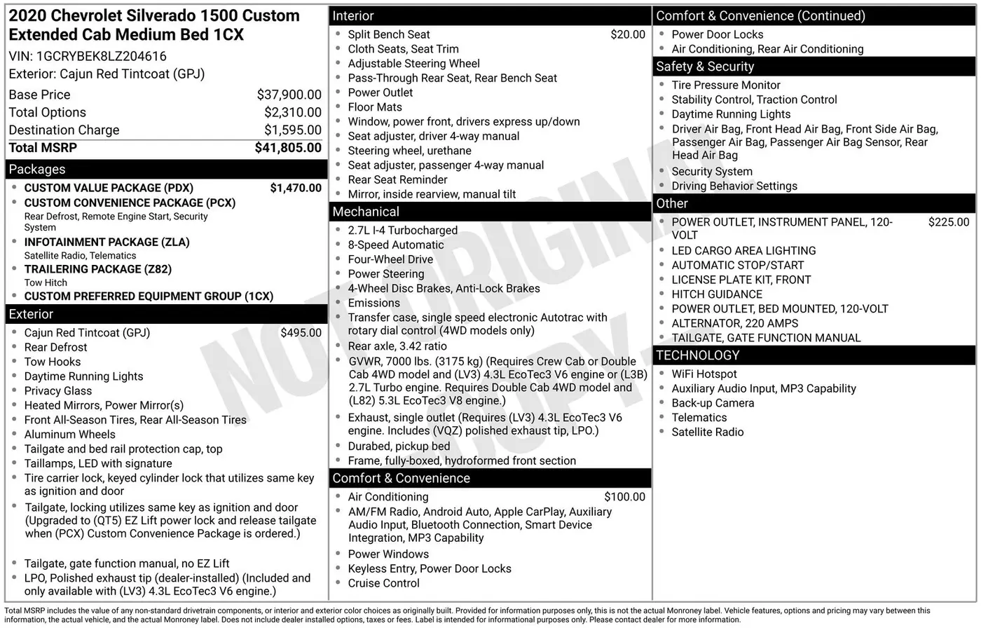 2020 Chevrolet Silverado - $20,700