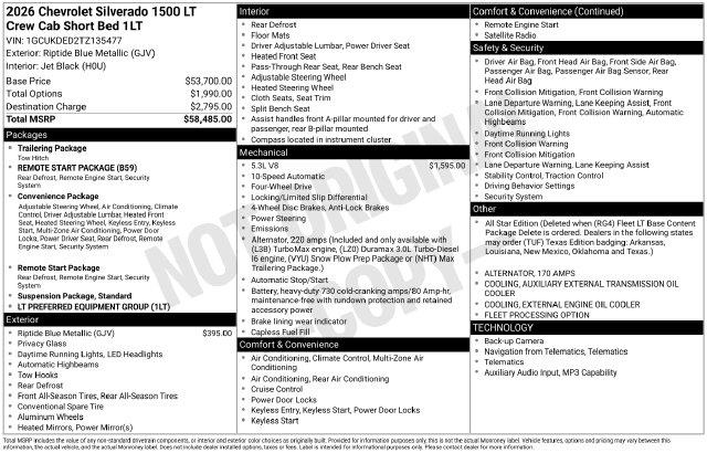 2026 Chevrolet Silverado - $41,579
