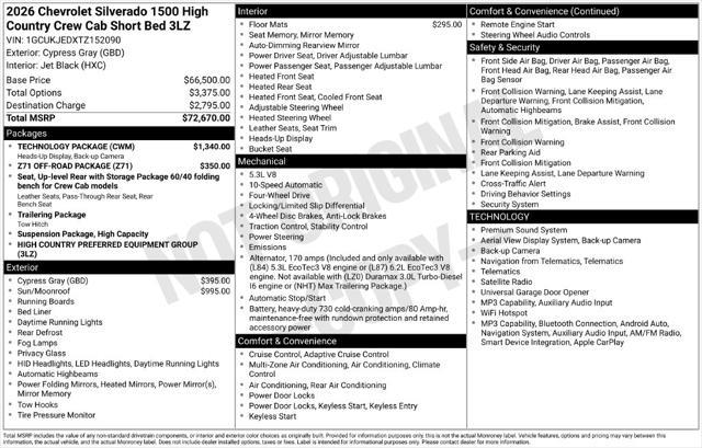 2026 Chevrolet Silverado - $59,390