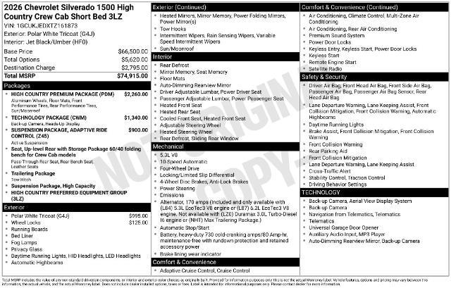 2026 Chevrolet Silverado - $58,498