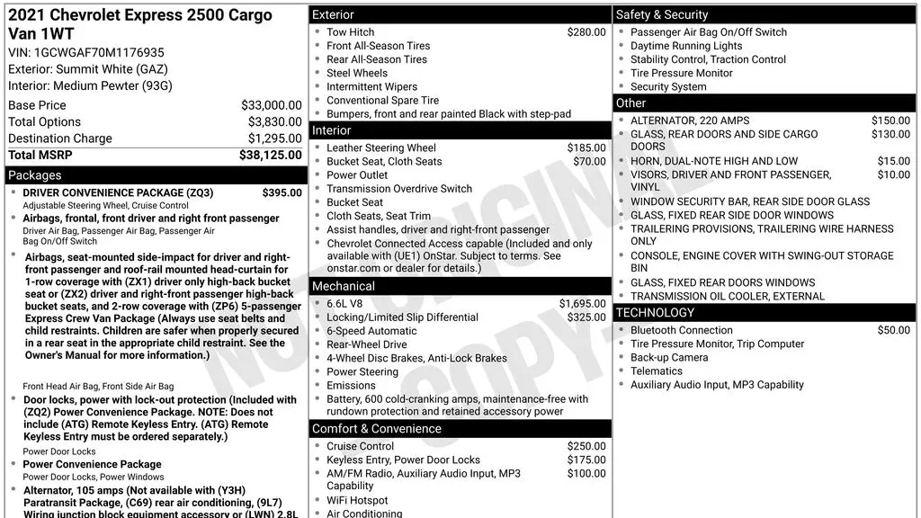 2021 Chevrolet Express 2500
