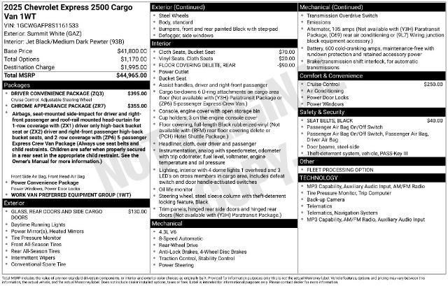 2025 Chevrolet Express - $32,080