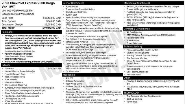 2023 Chevrolet Express 2500
