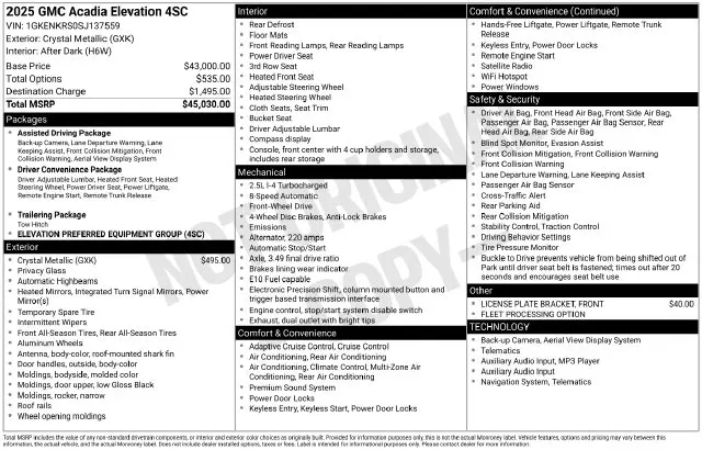 2025 GMC Acadia - $34,222