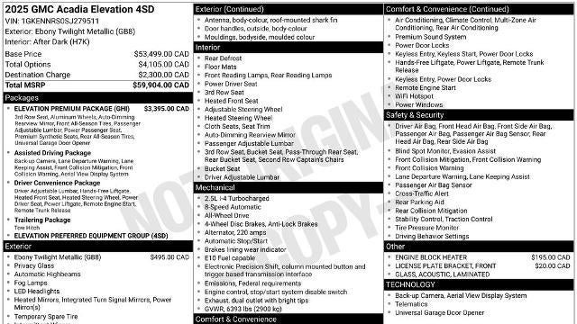 2025 GMC Acadia Elevation