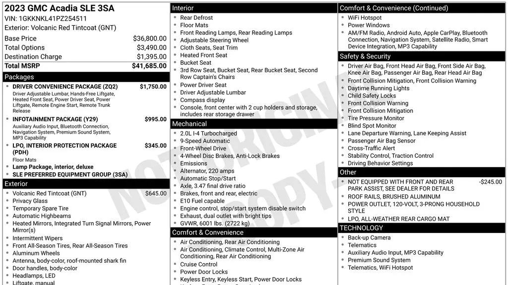 2023 GMC Acadia SLE