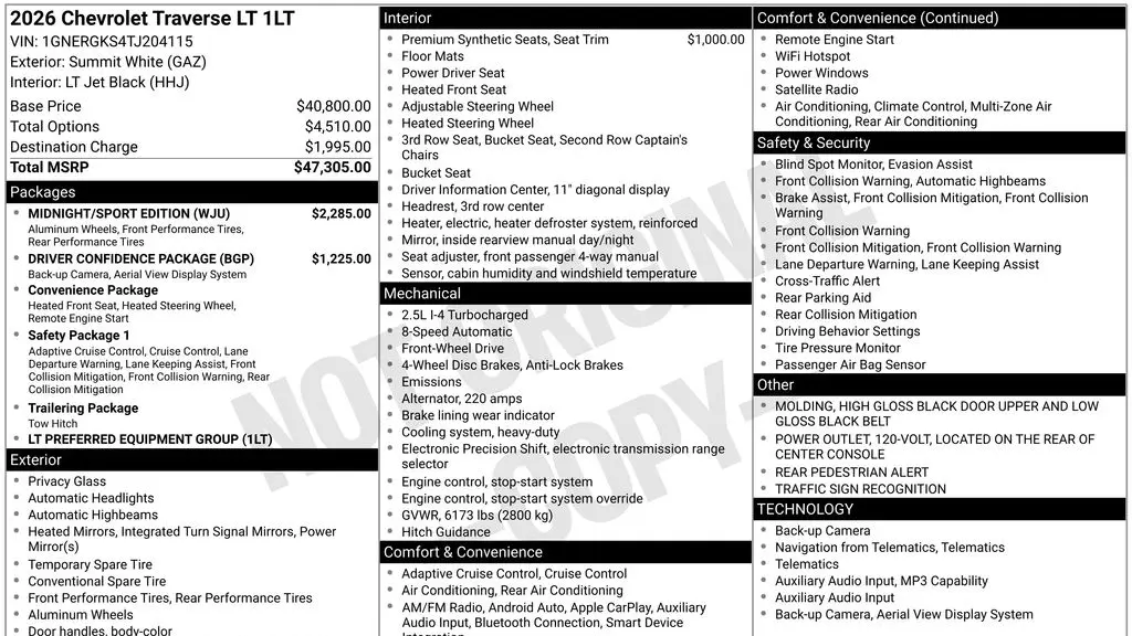 2026 Chevrolet Traverse LT