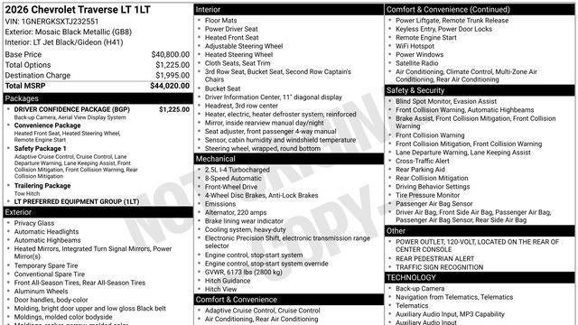 2026 Chevrolet Traverse LT