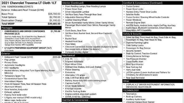 2021 Chevrolet Traverse LT Cloth