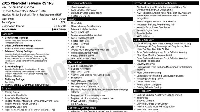 2025 Chevrolet Traverse RS