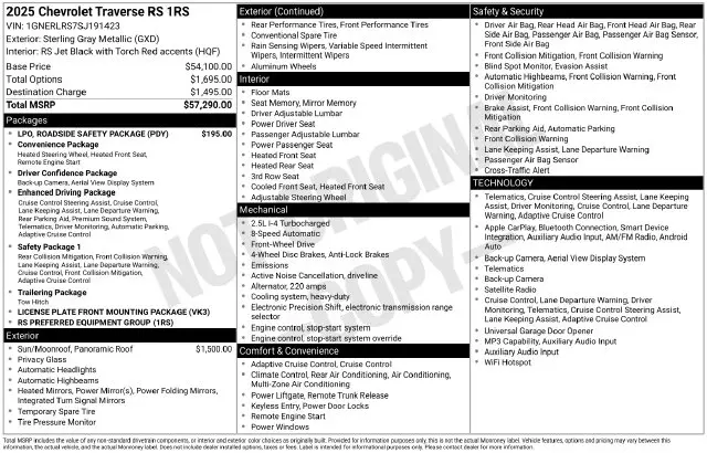 2025 Chevrolet Traverse - $47,515