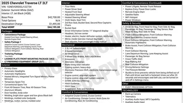 2025 Chevrolet Traverse LT