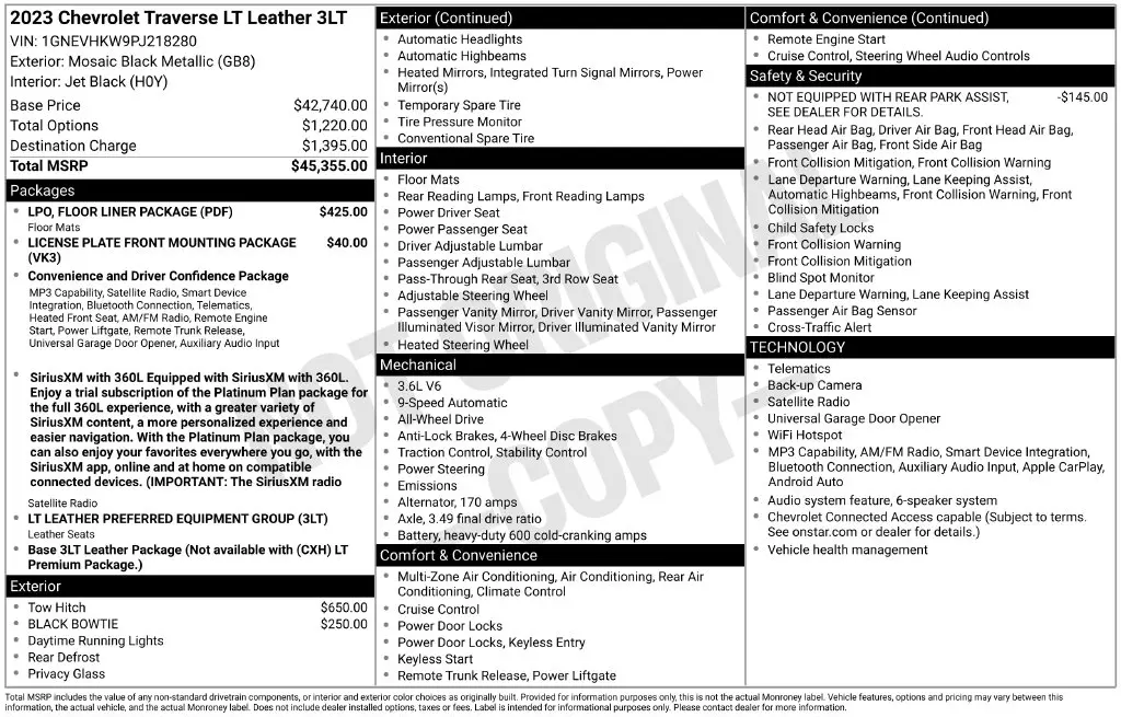 2023 Chevrolet Traverse - $32,236