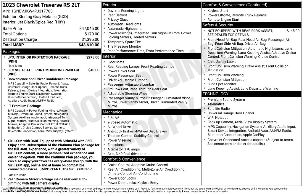 2023 Chevrolet Traverse - $34,400