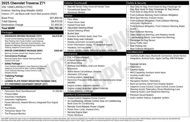 2025 Chevrolet Traverse - $41,457