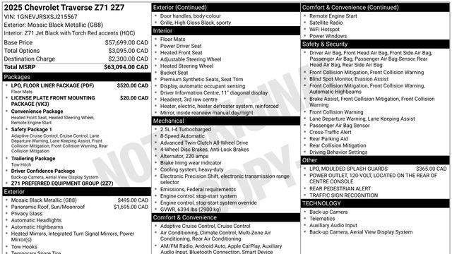 2025 Chevrolet Traverse Z71