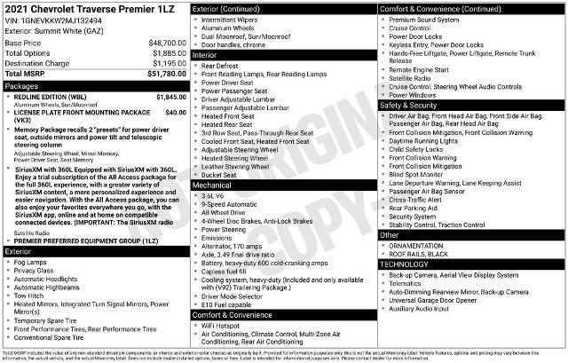 2021 Chevrolet Traverse - $29,970