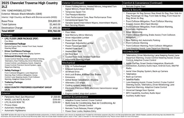 2025 Chevrolet Traverse - $47,057