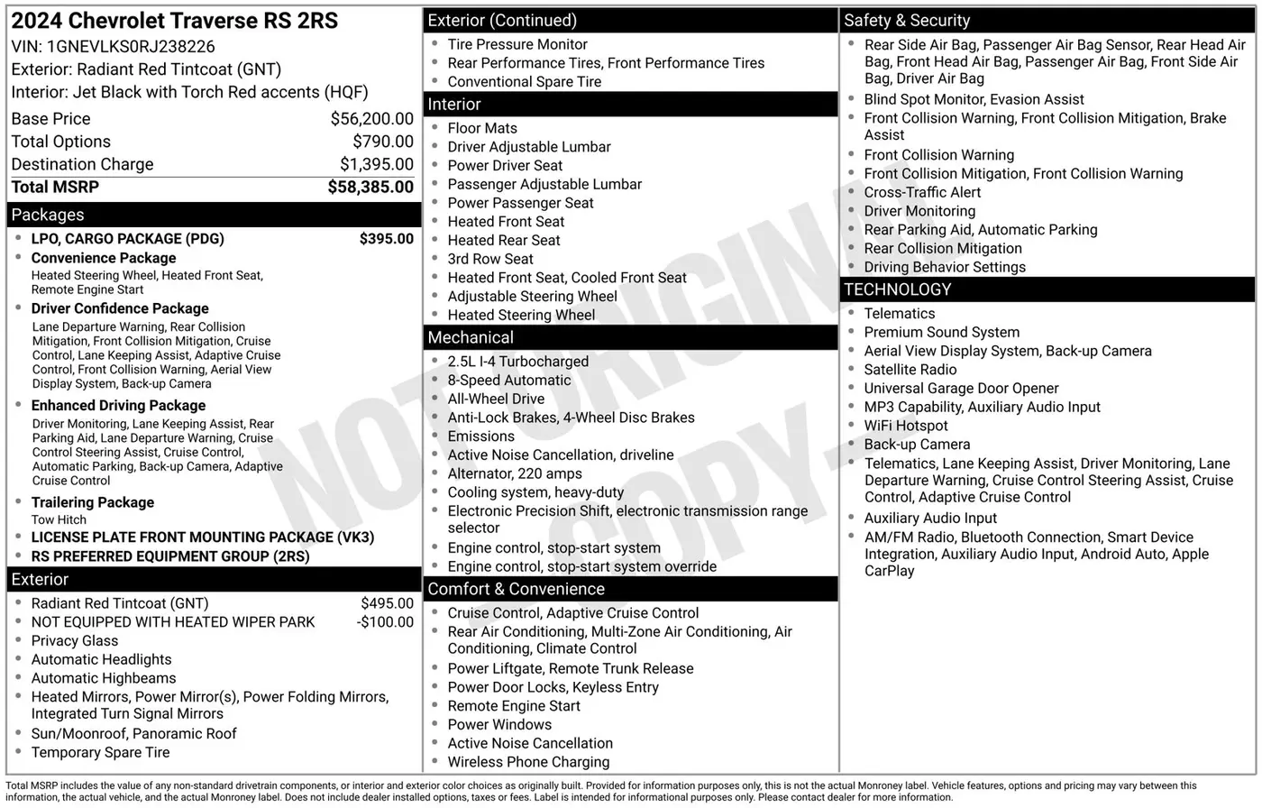 2024 Chevrolet Traverse - $44,977