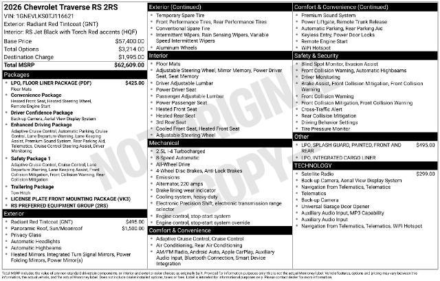 2026 Chevrolet Traverse - $49,847