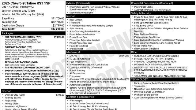 2026 Chevrolet Tahoe RST