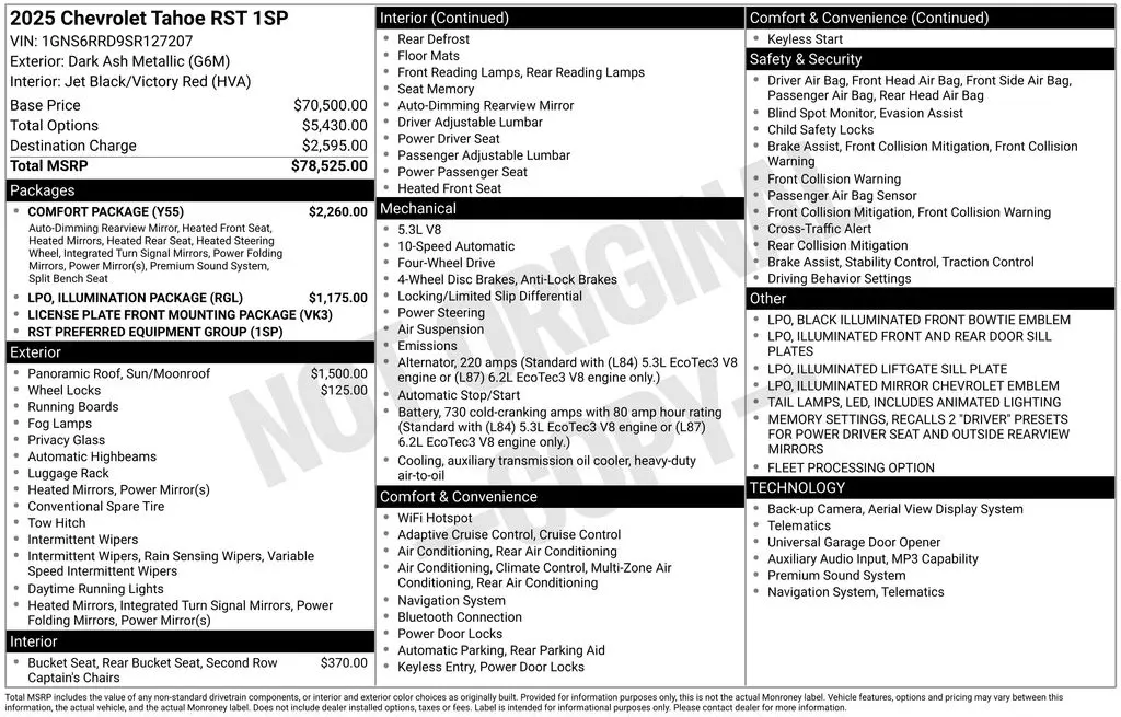 2025 Chevrolet Tahoe - $70,325