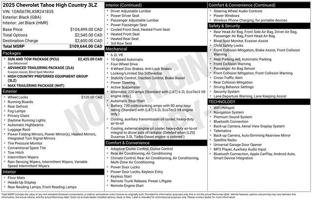 2025 Chevrolet Tahoe - $76,995