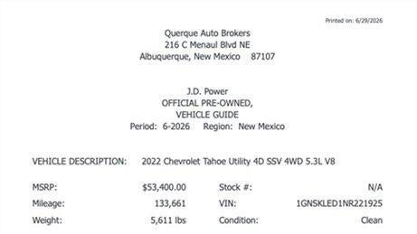 2022 Chevrolet Tahoe Fleet