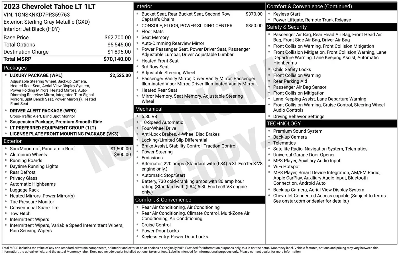 2023 Chevrolet Tahoe - $41,990