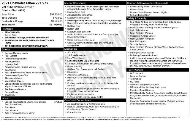 2021 Chevrolet Tahoe - $29,380