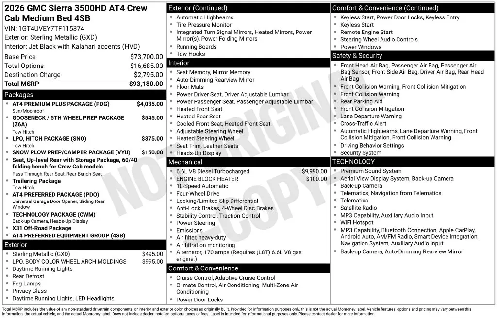 2026 GMC Sierra Hd - $77,777