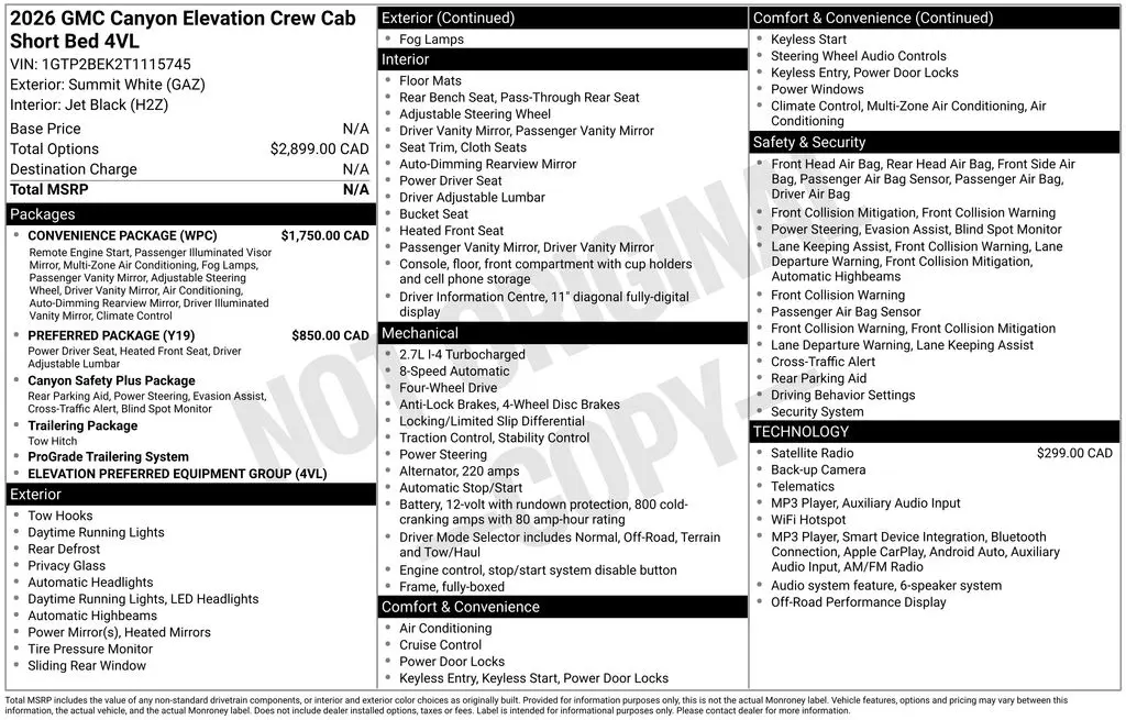 2026 GMC Canyon - $39,998
