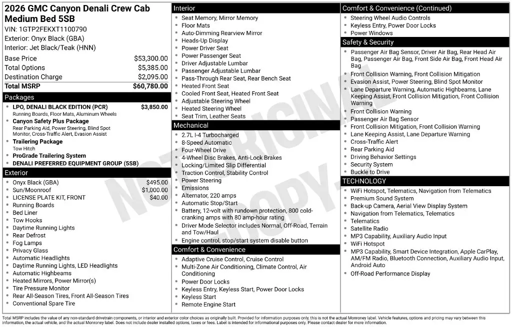 2026 GMC Canyon - $46,816