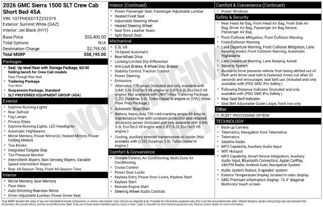 2026 GMC Sierra - $42,565